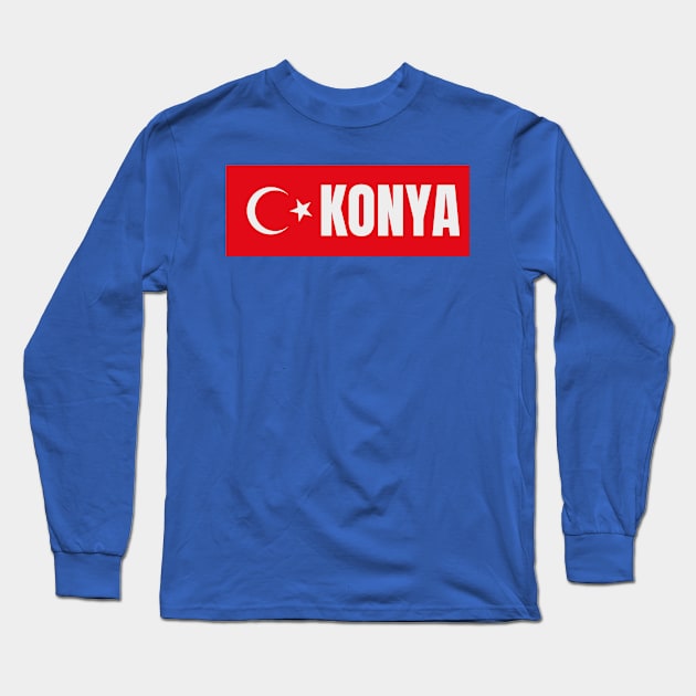 Konya City in Turkish Flag Long Sleeve T-Shirt by aybe7elf